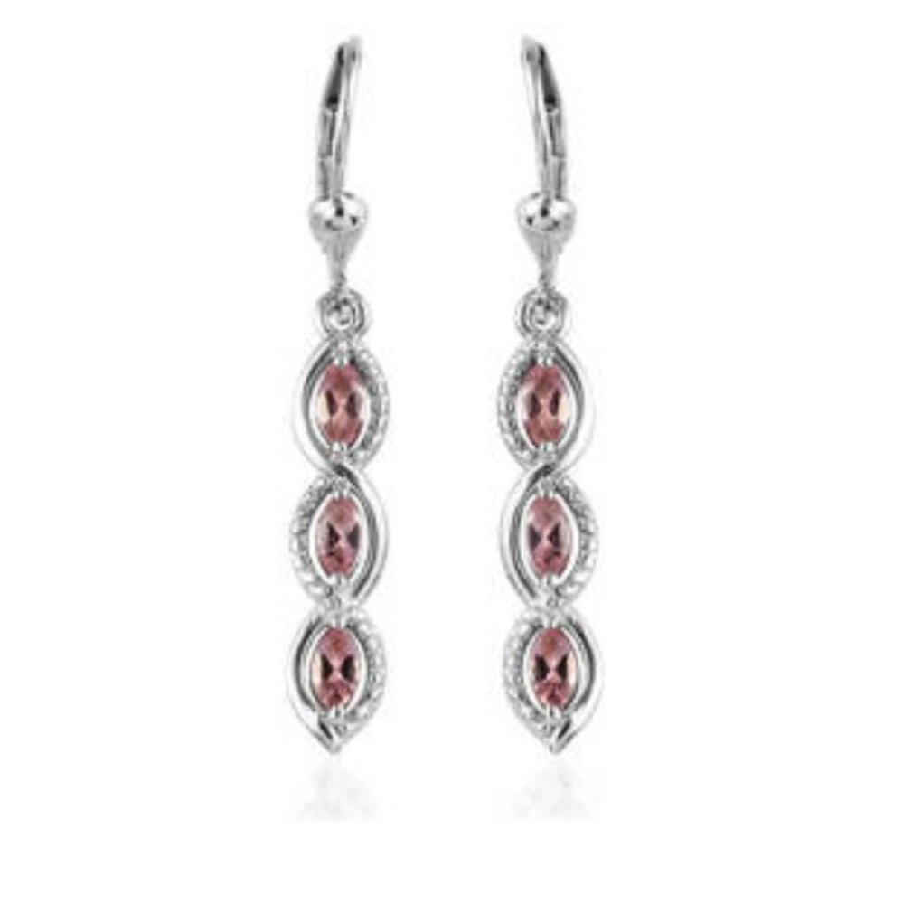 .95ctw Pink Tourmaline Lever Back Earrings